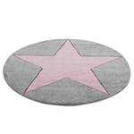 Kindervloerkleed Shootingstar rond kunstvezels - Oud pink/Grijs - Diameter: 160 cm