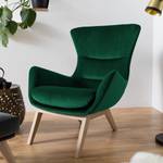 Fauteuil Hepburn I fluweel - Velours Shyla: Donkergroen - Lichte eikenhouten