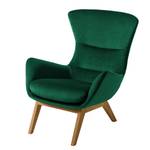 Fauteuil Hepburn I fluweel - Velours Shyla: Donkergroen - Donkere eikenhout