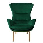 Fauteuil Hepburn I fluweel - Velours Shyla: Donkergroen - Donkere eikenhout