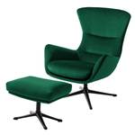 Fauteuil HEPBURN met kruisvoet fluweel - Velours Shyla: Donkergroen - Zwart