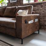 Ecksofa Sagata mit Longchair Vintage Braun - Longchair davorstehend links - Ohne Schlaffunktion