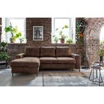 Ecksofa Sagata mit Longchair Vintage Braun - Longchair davorstehend links - Mit Schlaffunktion