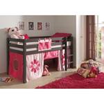 Spielbett Pino Pink Flower Anthrazit - Mit Leiter