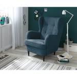 Fauteuil Marson geweven stof/microvezel - Geweven stof Roge: Donkerblauw - Zonder hocker