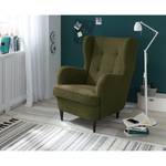 Fauteuil Marson geweven stof/microvezel - Geweven stof Roge: Olijfgroen - Zonder hocker