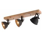 Wandlamp Samia V ijzer/deels massief hout - 3 lichtbronnen