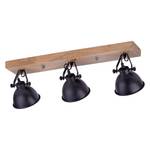 Wandlamp Samia V ijzer/deels massief hout - 3 lichtbronnen