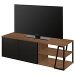 Meuble TV Albi Placage en bois véritable - Noyer / Noir