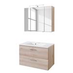 Salle de bain Lian (2 éléments) Éclairage inclus - Imitation hêtre - Largeur : 80 cm