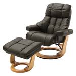 Fauteuil relax et repose-pieds Grunewald Cuir véritable / Imitation cuir - Limon - Marron clair