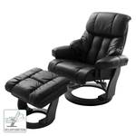 Fauteuil relax et repose-pieds Grunewald Cuir véritable / Imitation cuir - Noir - Noir