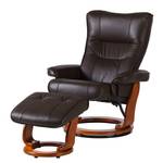 Fauteuil relax + repose-pieds Westerwald Cuir véritable / Imitation cuir - Marron