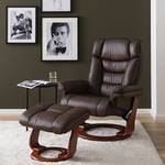 Fauteuil relax et repose-pieds Rimbach Cuir véritable / Imitation cuir - Marron