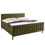 Lit boxspring Multia Revêtement : tissu - Vert olive