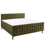 Lit boxspring Multia Revêtement : tissu - Vert olive