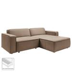 Ecksofa Conley Samt - Matt Sand - Longchair davorstehend rechts