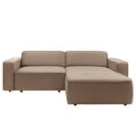 Ecksofa Conley Samt - Matt Sand - Longchair davorstehend rechts