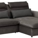 Ecksofa Coolin Samt - Dunkelbraun - Longchair davorstehend rechts - Schlaffunktion - Bettkasten