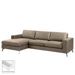 Ecksofa Denny I Antiklederlook - Taupe - Longchair davorstehend links