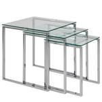 Salontafels Unnau II (3-delig) glas/metaal - Chrome