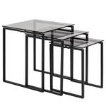 Beistelltisch Unnau (3er-Set) Glas / Metall - Schwarz