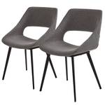 Chaises capitonnées Hardy (lot de 2) Tissu / Métal - Noir - Gris foncé