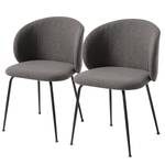 Gestoffeerde stoelen Mellis (set van 2) structuurstof/metaal - zwart - Donkergrijs