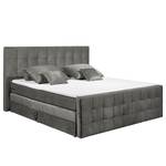 Lit boxspring Bellwood Avec tête de lit - Microfibre Salvo: Anthracite - 160 x 200cm