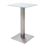 Table haute Zilker II Verre sécurité / Acier inoxydable - Acier inoxydable - Blanc mat