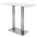 Table haute Zilker III Verre sécurité / Acier inoxydable - Acier inoxydable - Blanc mat