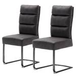 Chaises cantilever Redan (lot de 2) Microfibre / Acier - Gris vintage - Noir