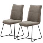 Eetkamerstoelen Hesket (set van 2) chenille/staal - Cappuccinokleurig - Zwart