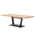 Table Morrow Partiellement en planches de chêne massif / Acier - Planches de chêne / Noir - 200 x 100 cm