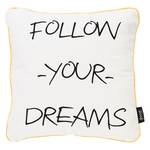 Sierkussen Follow Your Dreams katoen - wit / geel