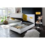 Letto boxspring Las Vegas I Incl. illuminazione piedi e testiera, contenitore e topper - Similpelle Mei: bianco - 120 x 200cm