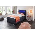 Letto boxspring Las Vegas Include illuminazione testiera/pediera, portaoggetti e topper - nero - 140 x 200 cm - Similpelle Mei: nero - 140 x 200cm