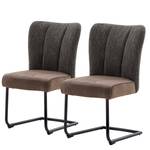 Chaises Arleta (lot de 2) Tissu structuré et microfibre / Métal - Cappuccino vintage - Anthracite