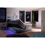 Lit boxspring Lights Imitation cuir - Noir - 160 x 200cm - 2 tiroirs de lit