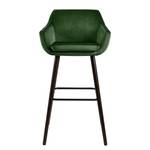 Chaises de bar Nicholas IV (lot de 2) Velours / Chêne massif - Vert sapin / brun foncé