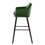 Chaises de bar Nicholas IV (lot de 2) Velours / Chêne massif - Vert sapin / brun foncé