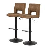 Chaises de bar Selina - Lot de 2 Microfibre / Métal - Marron vintage / Noir mat - Microfibre Prema: Marron