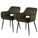 Chaises à accoudoirs Rivanna Velours/ Métal - Vert olive / Noir - Vert olive - Lot de 2