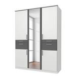 Armoire Koblenz II avec compartiment à accessoires à droite ou à gauche au choix - Blanc / Graphite - Largeur : 135 cm