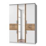 Armoire Koblenz II avec compartiment à accessoires à droite ou à gauche au choix - Blanc / Imitation chêne - Largeur : 179 cm