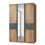 Draaideurkast Koblenz II incl. vak voor accessoires naar keuze link/rechts - Eiken planken look - Breedte: 135 cm