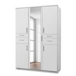 Armoire Koblenz II avec compartiment à accessoires à droite ou à gauche au choix - Blanc - Largeur : 135 cm