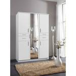 Armoire Koblenz II avec compartiment à accessoires à droite ou à gauche au choix - Blanc - Largeur : 135 cm