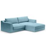 Ecksofa Dixwell mit Longchair Webstoff Palila: Hellblau - Longchair davorstehend rechts