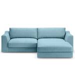 Ecksofa Dixwell mit Longchair Webstoff Palila: Hellblau - Longchair davorstehend rechts